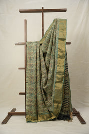 Cream Green HBP Tussar Silk Saree - SRCGHTSS748