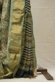 Cream Green HBP Tussar Silk Saree - SRCGHTSS748