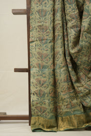 Cream Green HBP Tussar Silk Saree - SRCGHTSS748