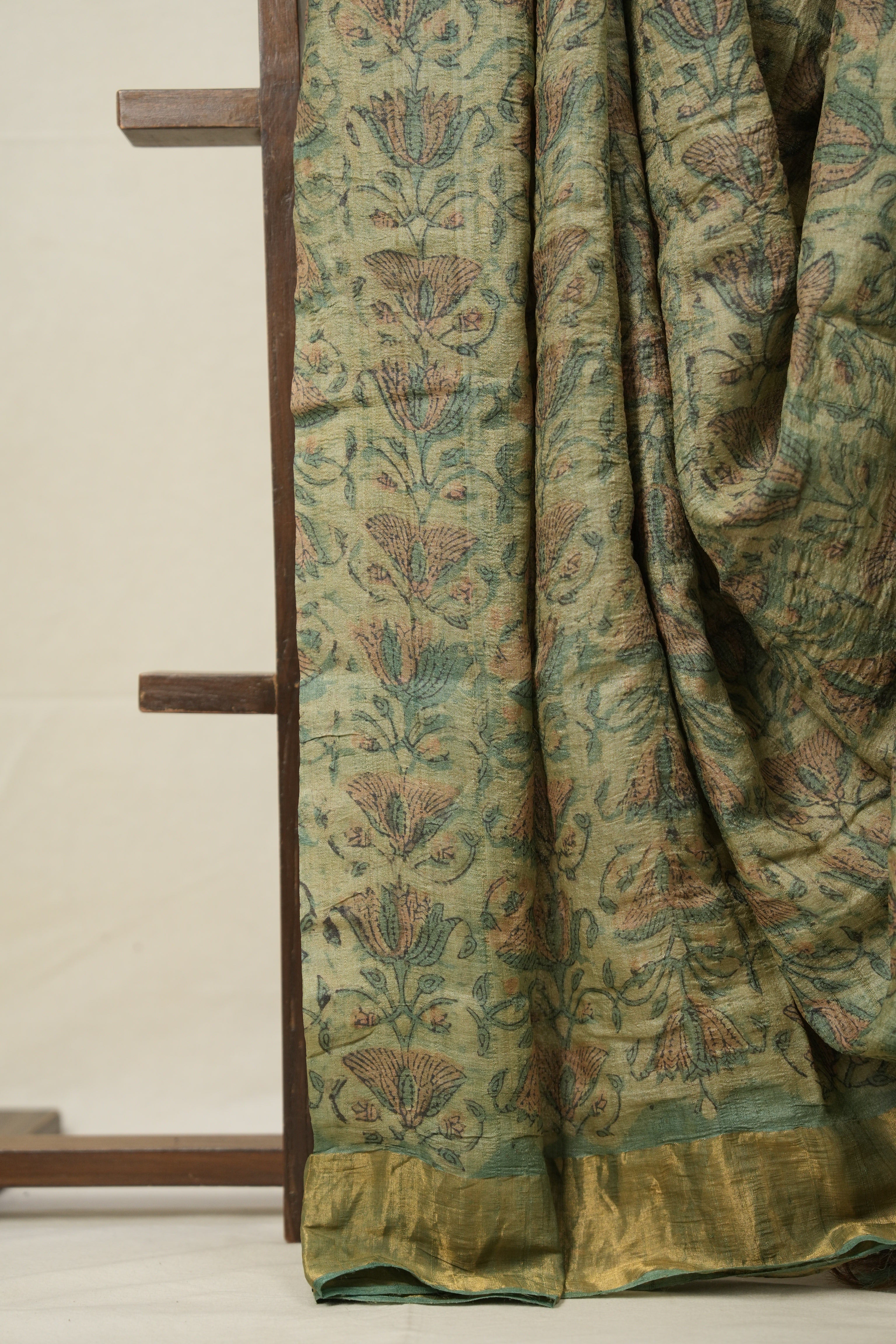 Cream Green HBP Tussar Silk Saree - SRCGHTSS748