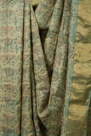 Cream Green HBP Tussar Silk Saree - SRCGHTSS748