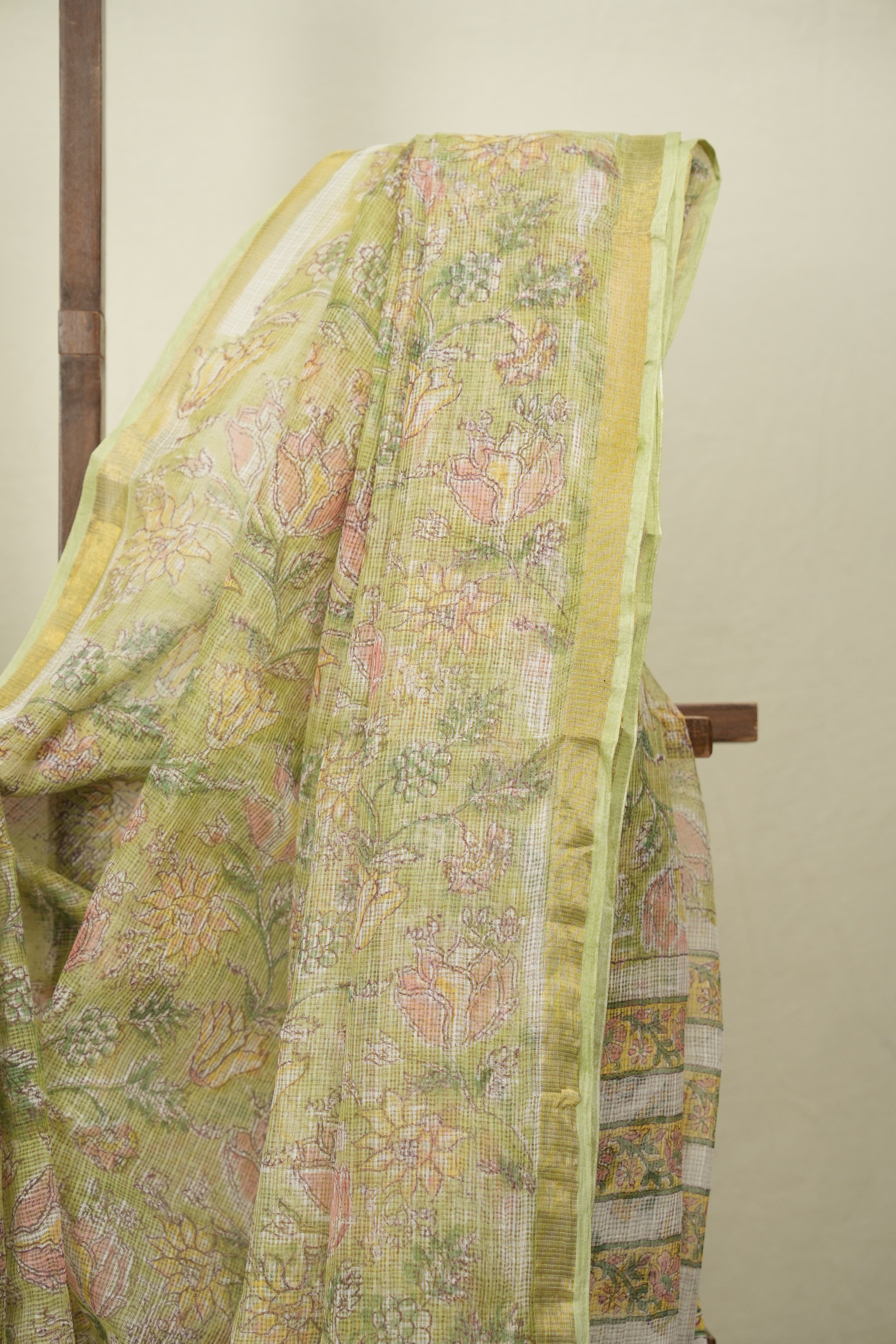 Pista Green Kota Doria Saree - SRPGKDS300