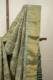 Cream Green HBP Tussar Silk Saree - SRCGHTSS748