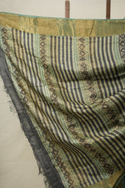 Cream Green HBP Tussar Silk Saree - SRCGHTSS748