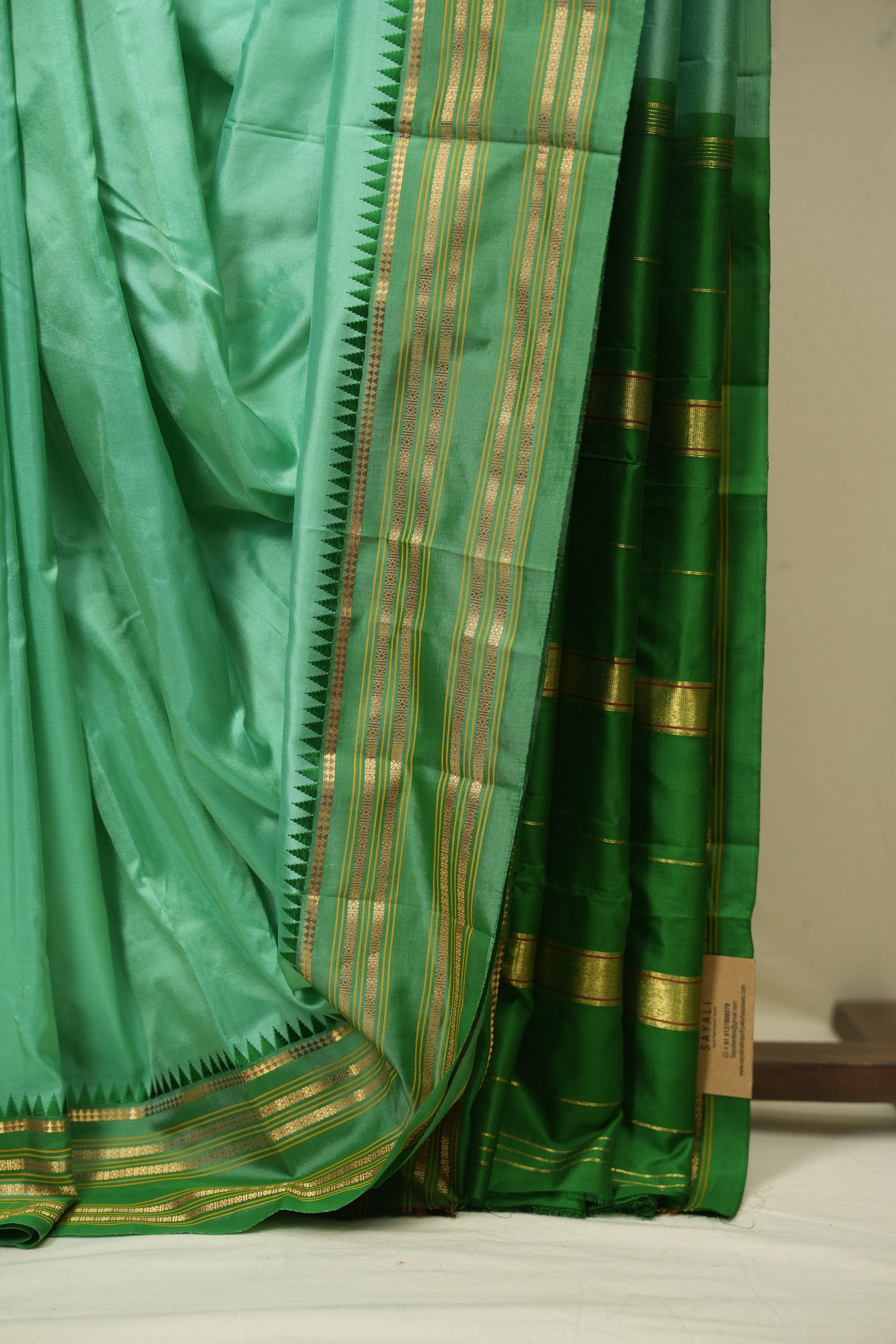 Mint Green Narayan Peth Silk Saree - SRMGNPSS15