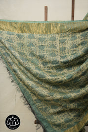 Cream Green HBP Tussar Silk Saree - SRCGHTSS748