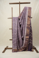 Purple Cream HBP Tussar Silk Saree - SRPCHTSS746