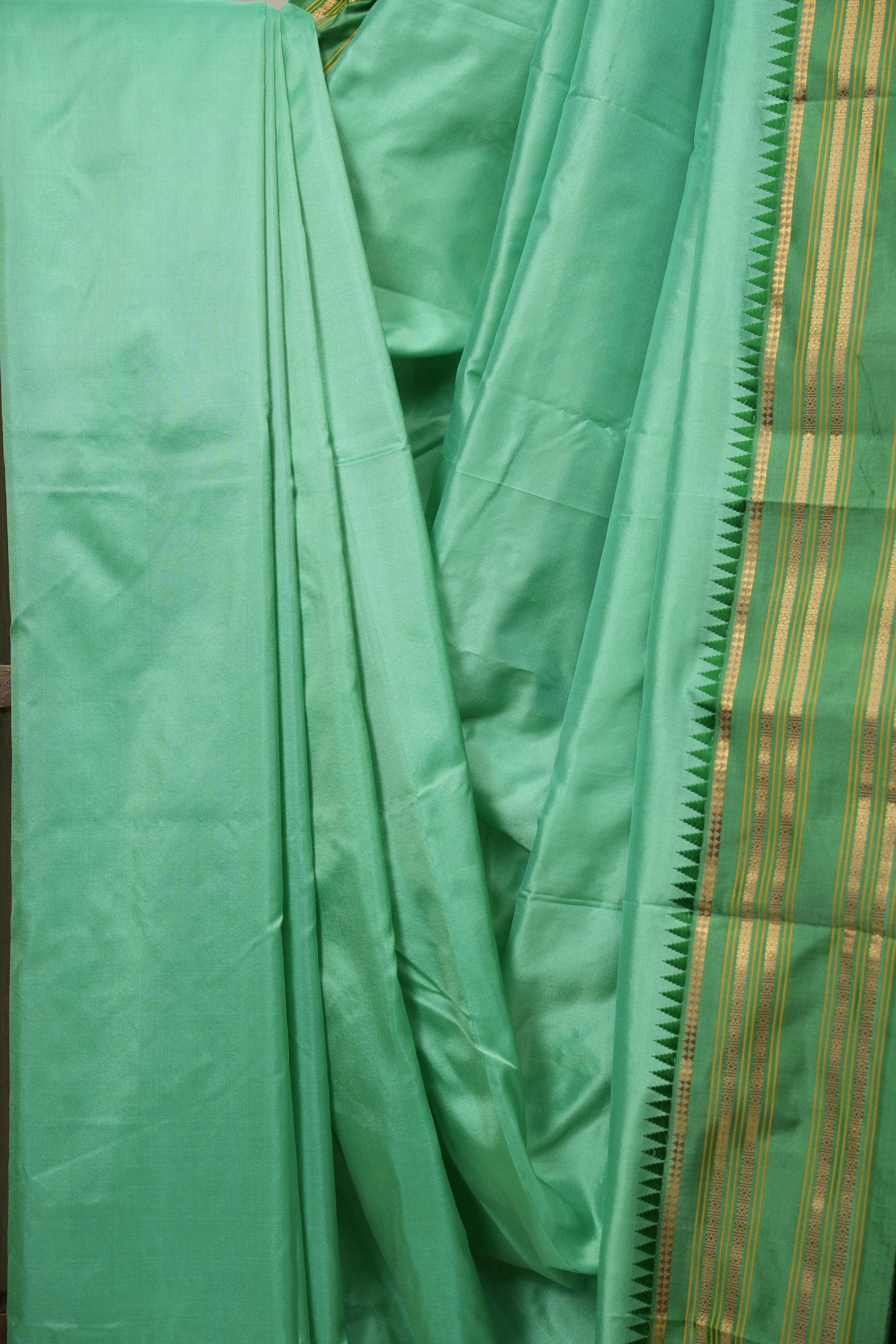 Mint Green Narayan Peth Silk Saree - SRMGNPSS15