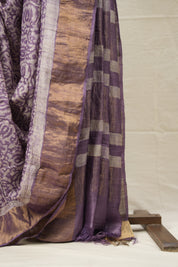 Purple Cream HBP Tussar Silk Saree - SRPCHTSS746