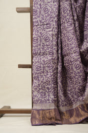 Purple Cream HBP Tussar Silk Saree - SRPCHTSS746