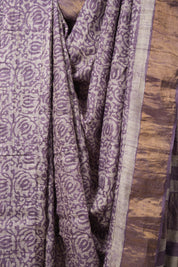 Purple Cream HBP Tussar Silk Saree - SRPCHTSS746
