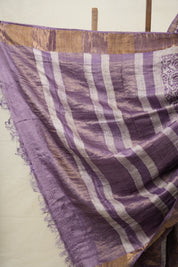 Purple Cream HBP Tussar Silk Saree - SRPCHTSS746