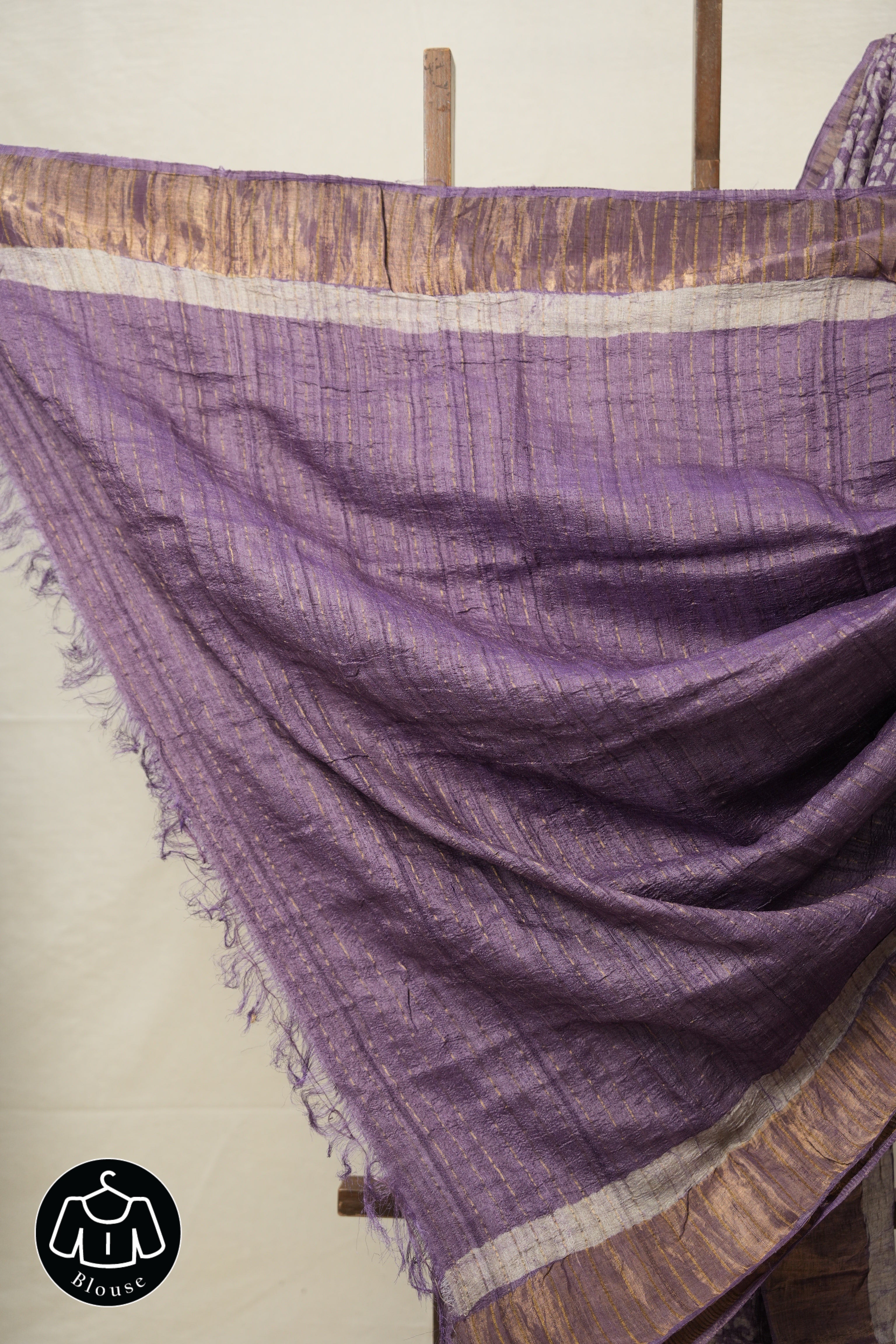 Purple Cream HBP Tussar Silk Saree - SRPCHTSS746
