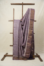 Purple Cream HBP Tussar Silk Saree - SRPCHTSS747