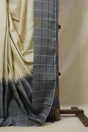 Cream Kanjivaram Silk Saree - SRCKSS1034