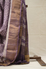 Purple Cream HBP Tussar Silk Saree - SRPCHTSS747