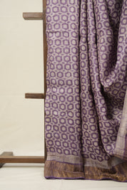 Purple Cream HBP Tussar Silk Saree - SRPCHTSS747