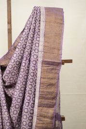 Purple Cream HBP Tussar Silk Saree - SRPCHTSS747