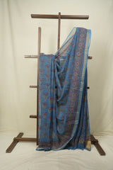 Blue Kota Doria Saree - SRBKDS282