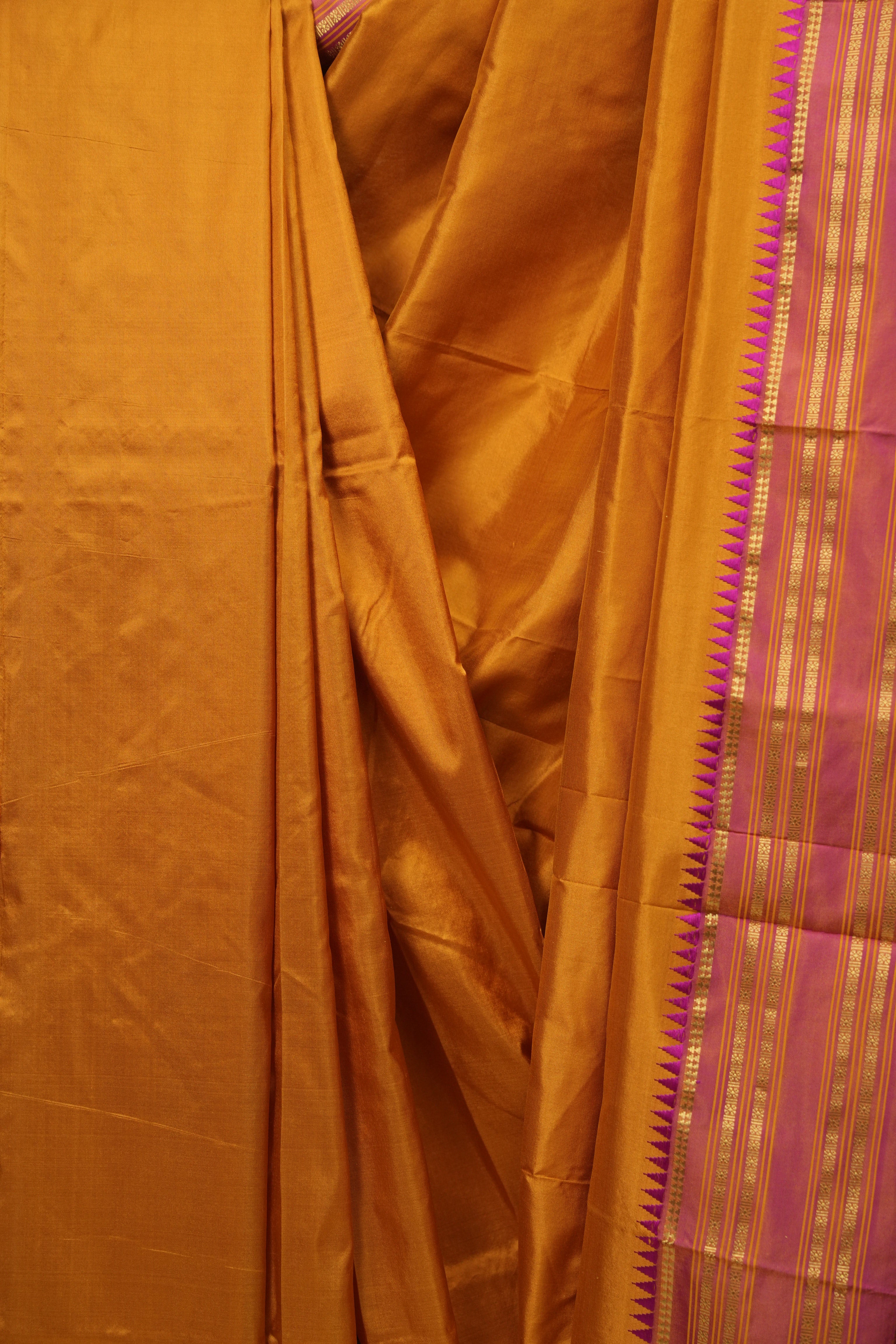 Mustard Narayan Peth Silk Saree - SRMNPSS16