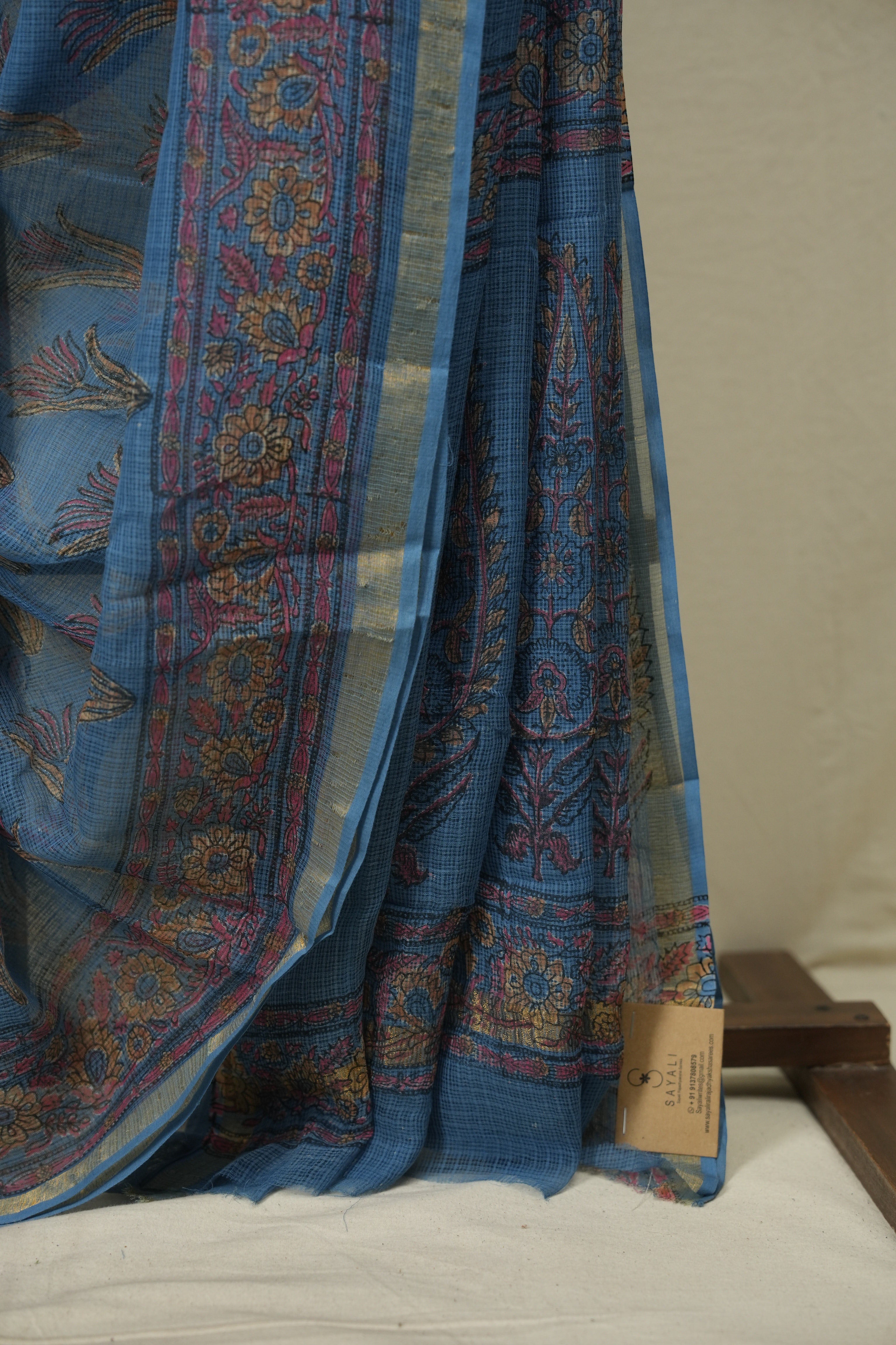Blue Kota Doria Saree - SRBKDS282