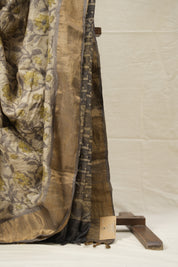 Cream HBP Tussar Silk Saree - SRCHTSS745