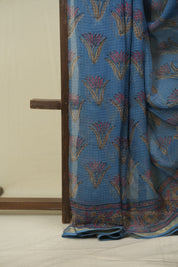Blue Kota Doria Saree - SRBKDS282