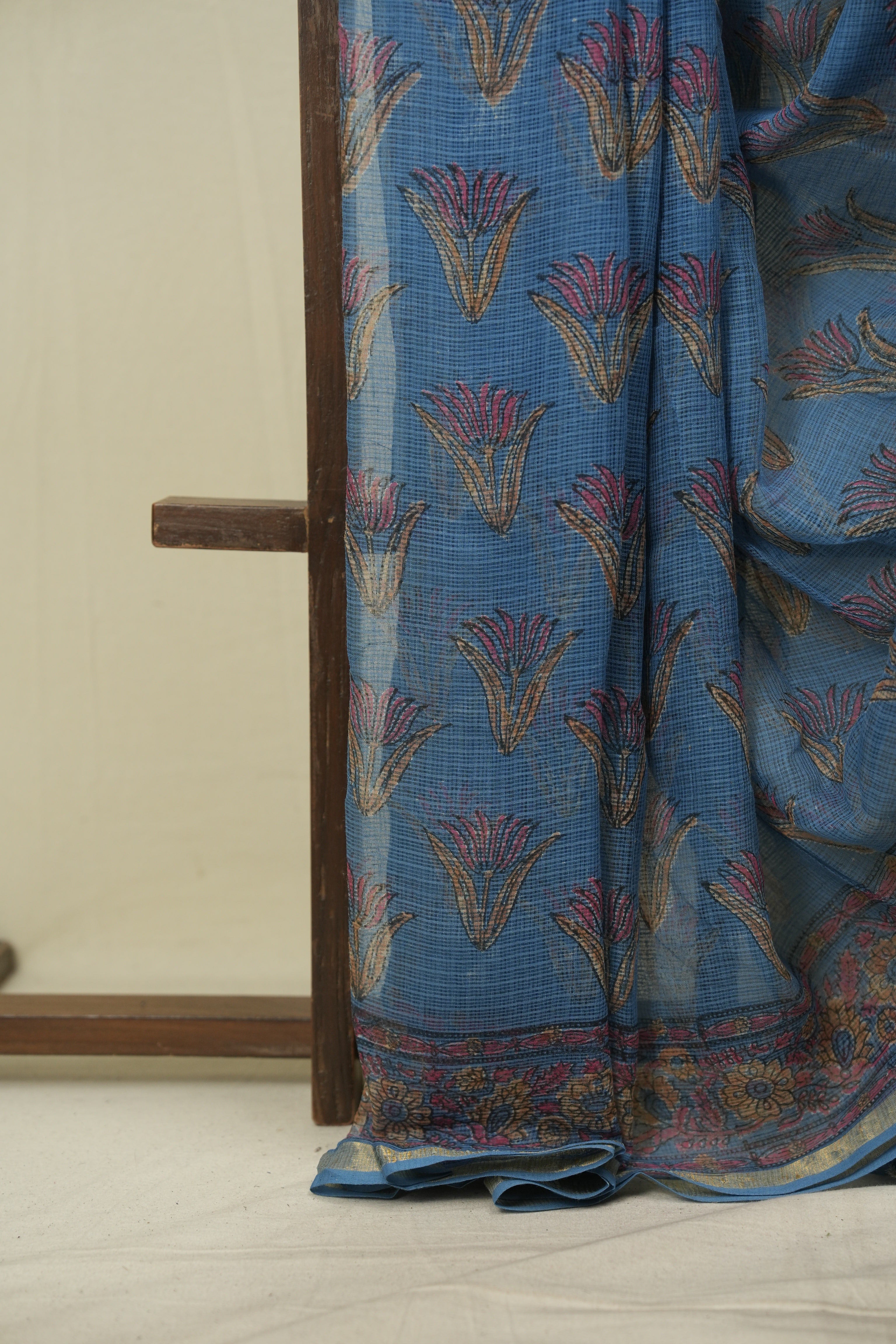 Blue Kota Doria Saree - SRBKDS282