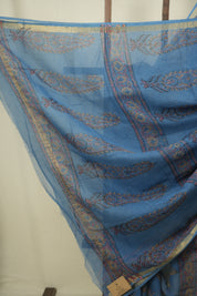 Blue Kota Doria Saree - SRBKDS282