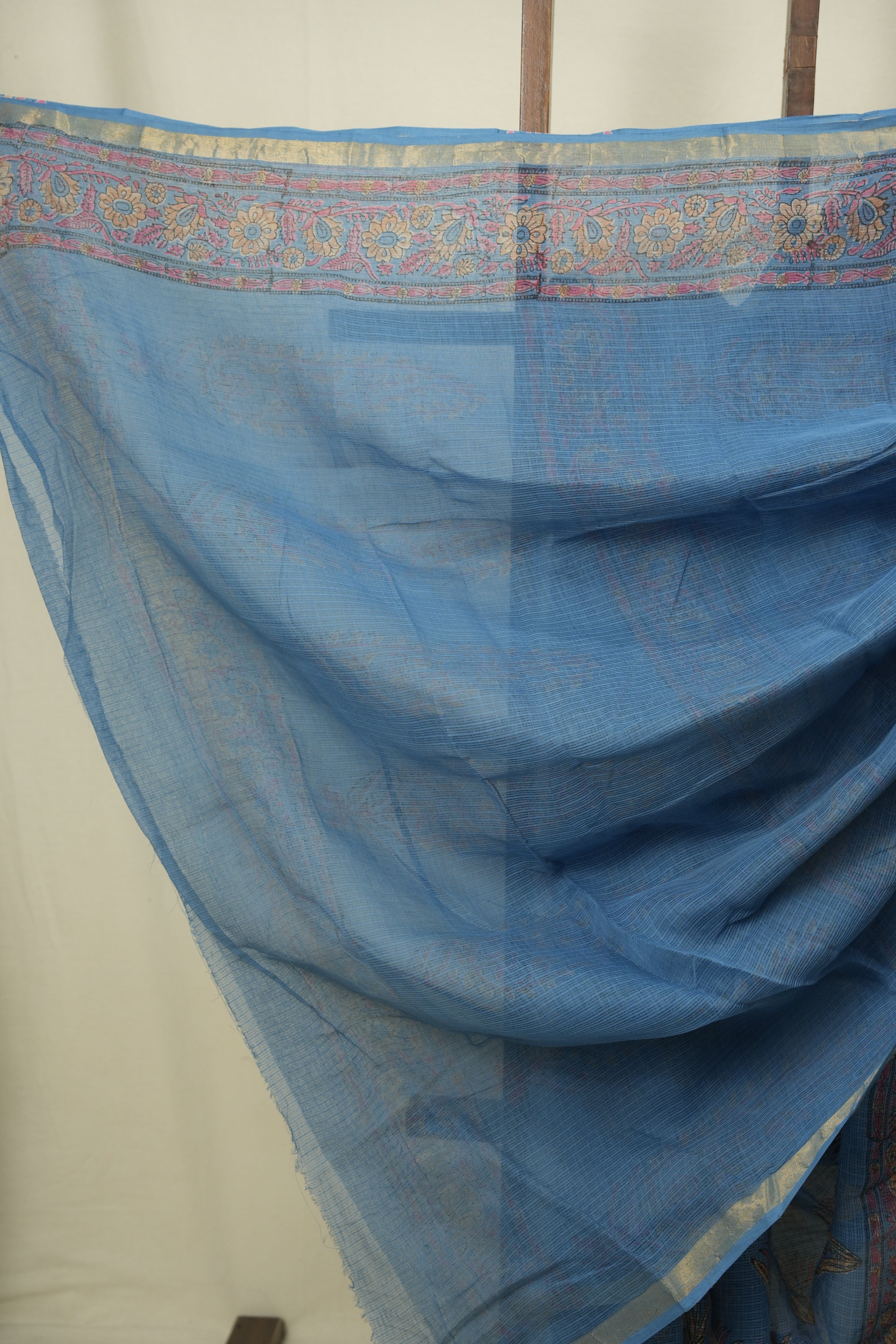 Blue Kota Doria Saree - SRBKDS282
