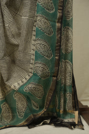 Off-White Kota Doria Saree - SROWKDS283