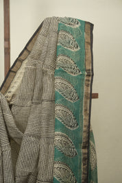 Off-White Kota Doria Saree - SROWKDS283