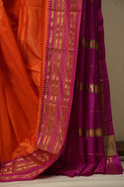 Orange Narayan Peth Silk Saree - SRONPSS12