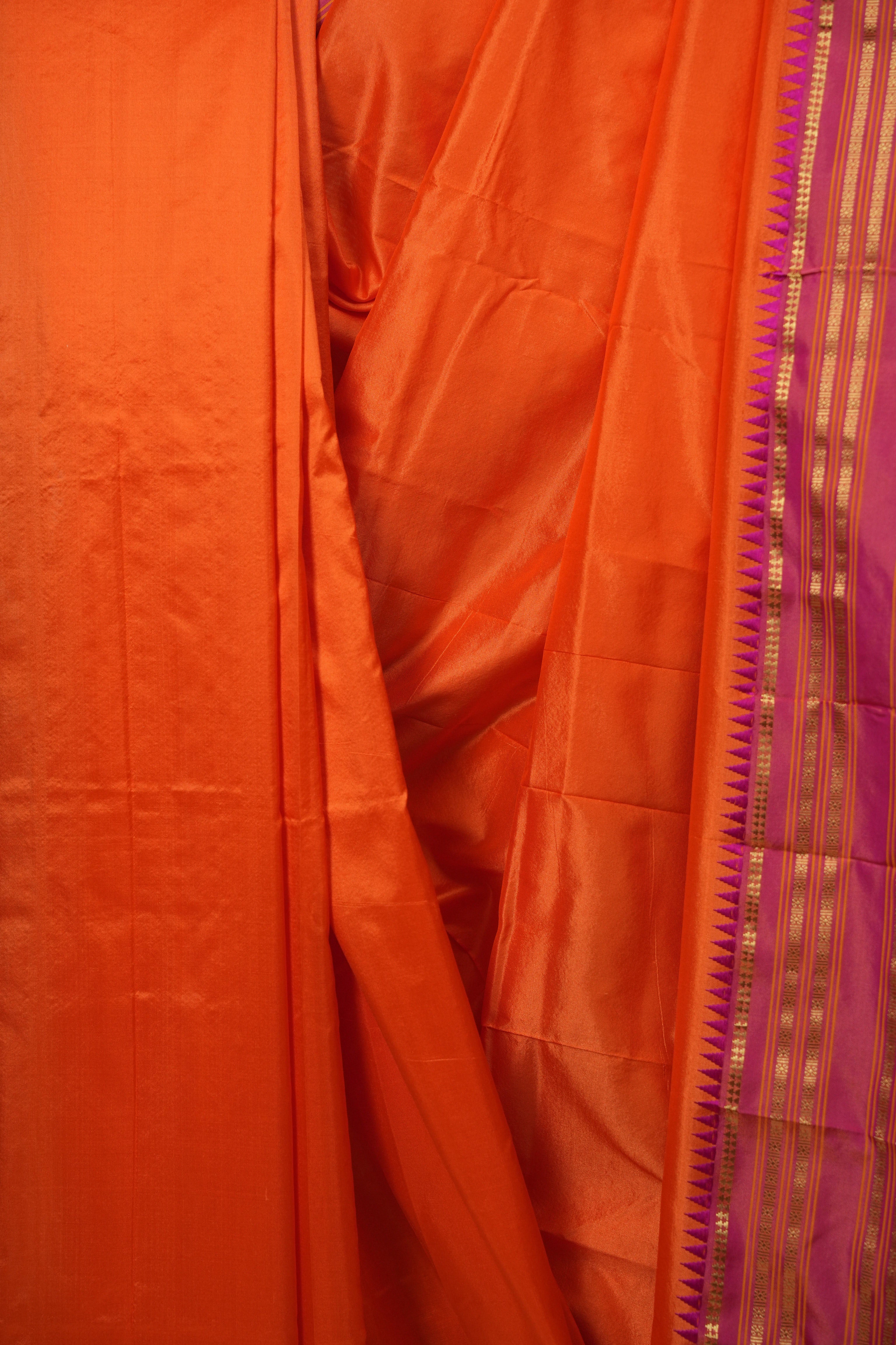 Orange Narayan Peth Silk Saree - SRONPSS12