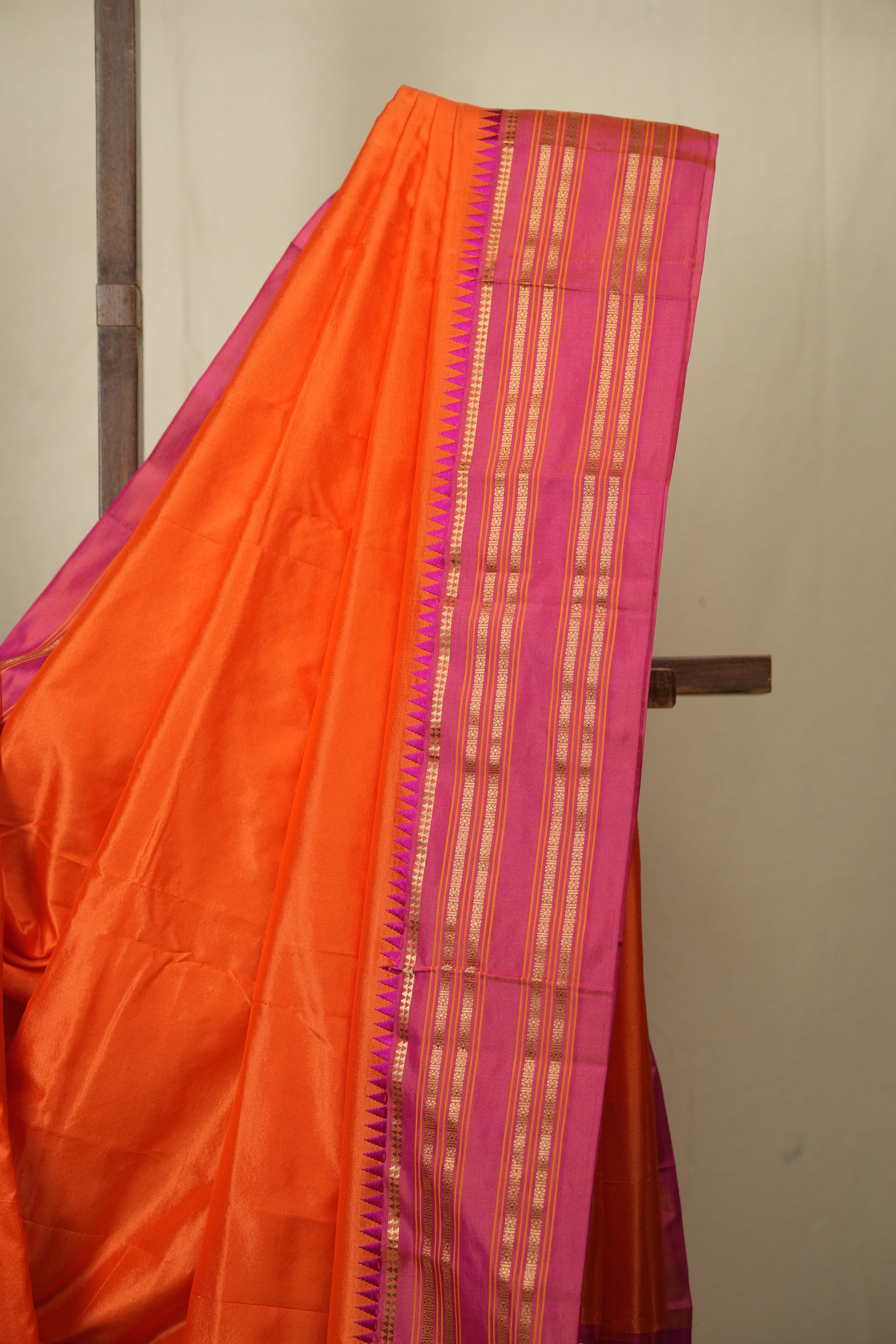 Orange Narayan Peth Silk Saree - SRONPSS12