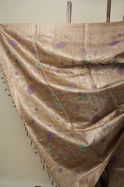 Dusty Brown Machine Embroidered Tussar Silk Saree - SRDBETSS1486