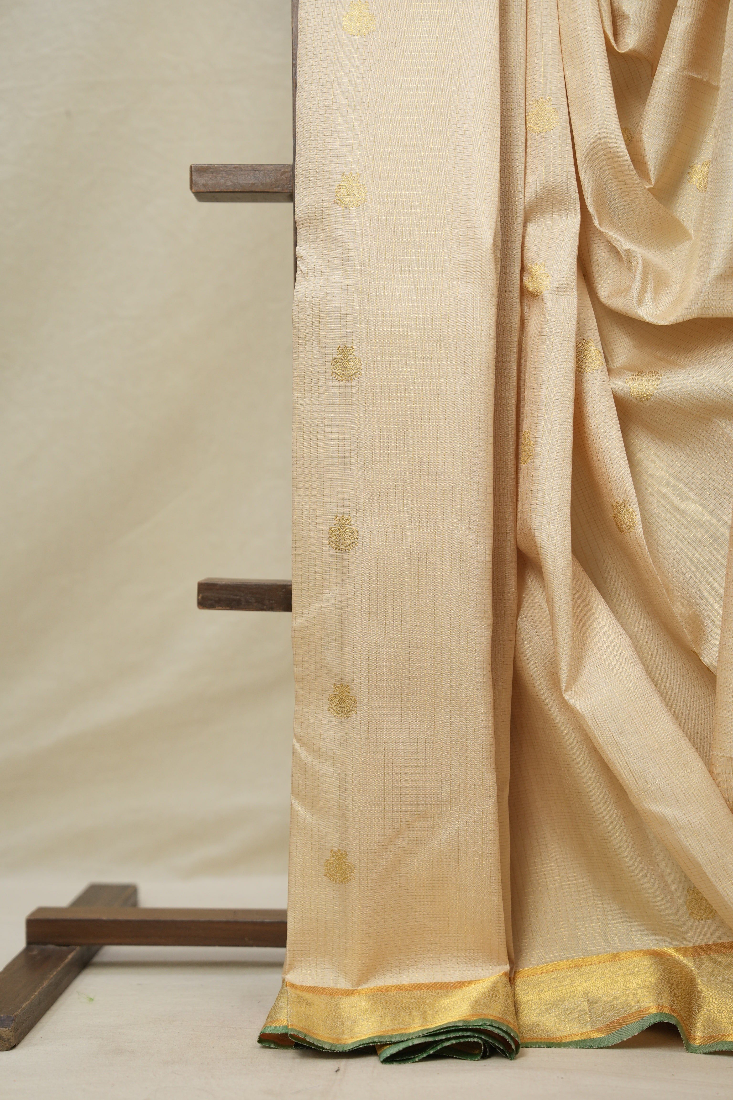 Cream Kanjivaram Silk Saree - SRCKSS1024