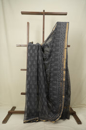 Grey Kota Doria Saree - SRGKDS287