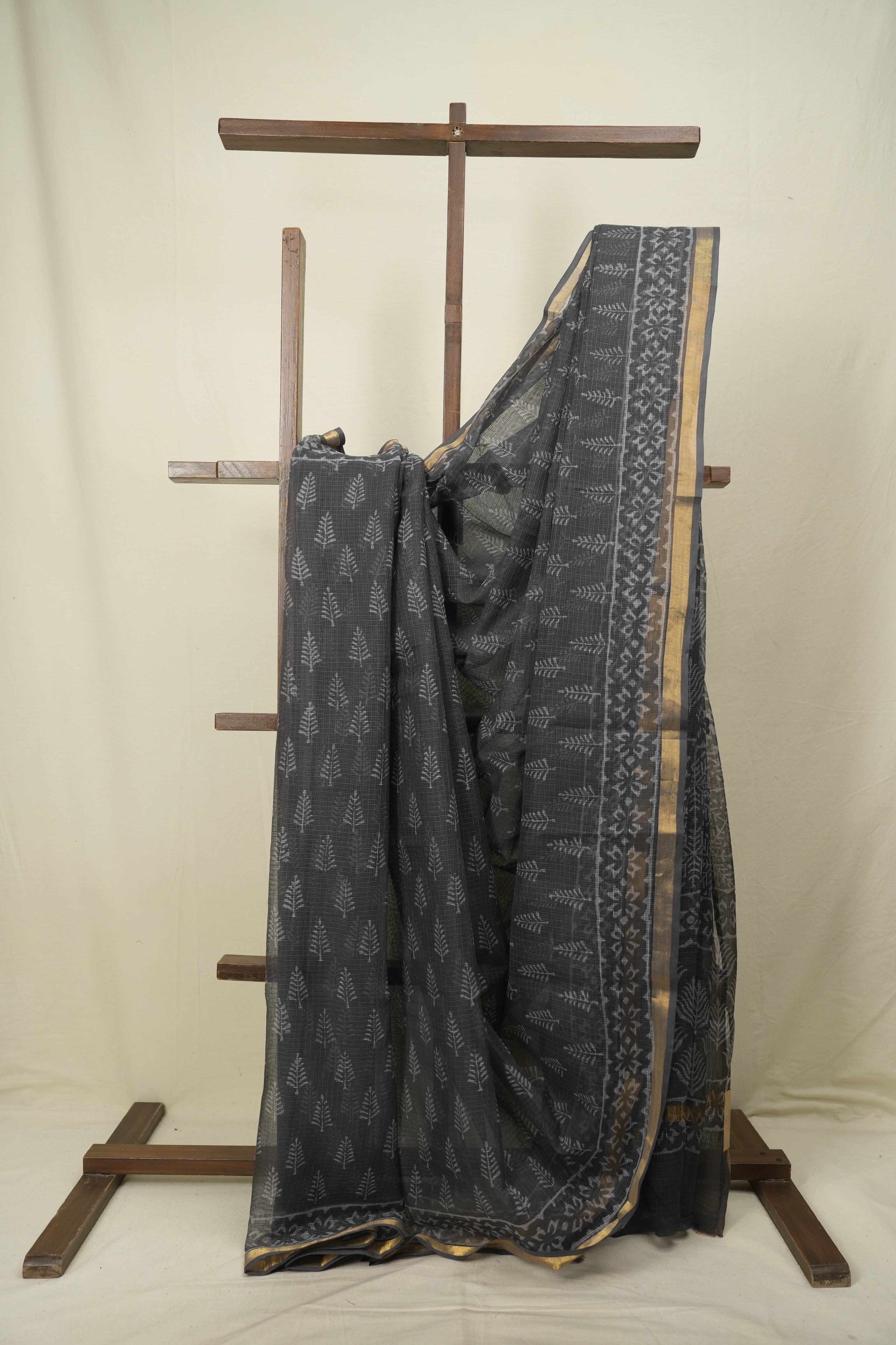 Grey Kota Doria Saree - SRGKDS287