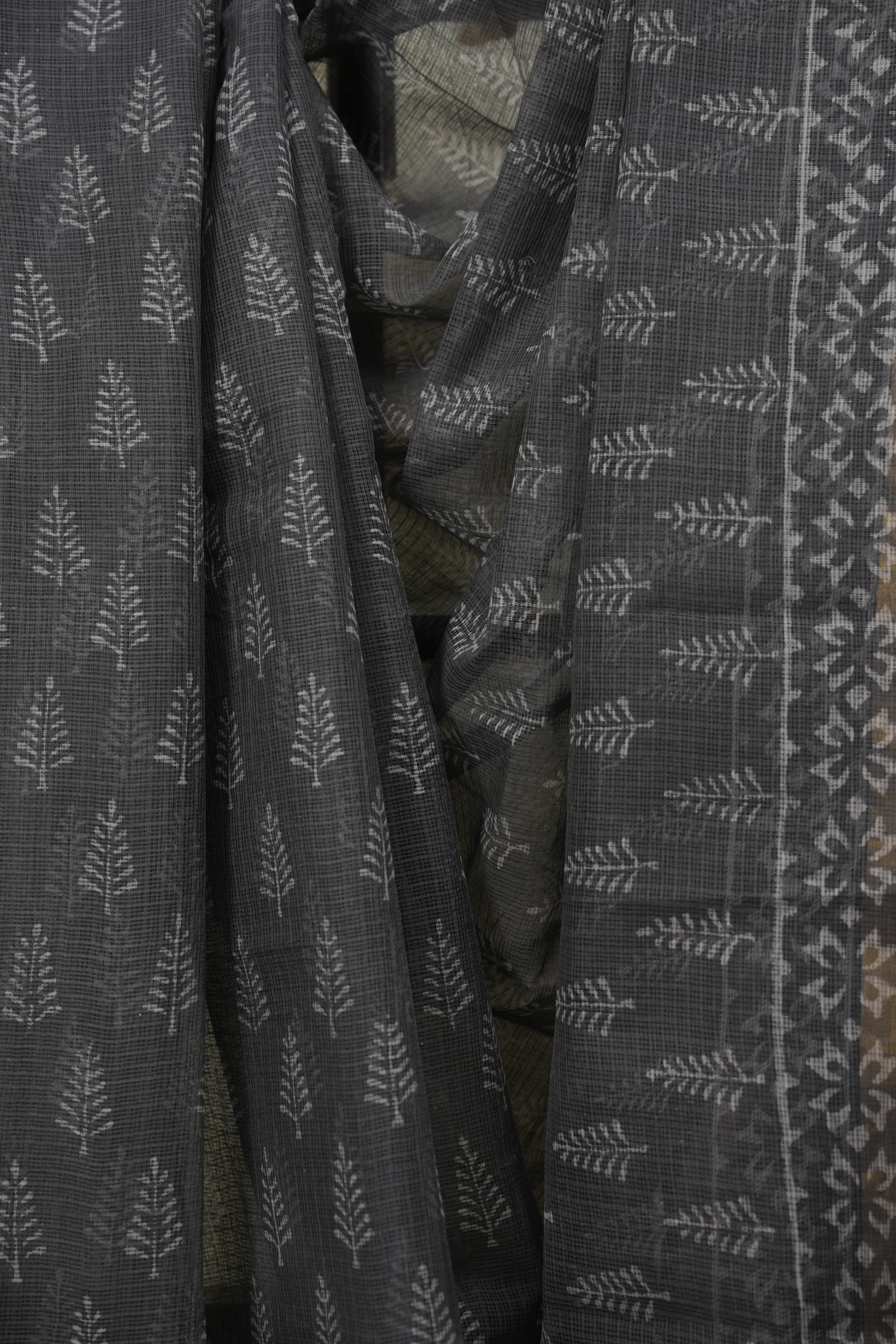 Grey Kota Doria Saree - SRGKDS287