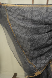 Grey Kota Doria Saree - SRGKDS287