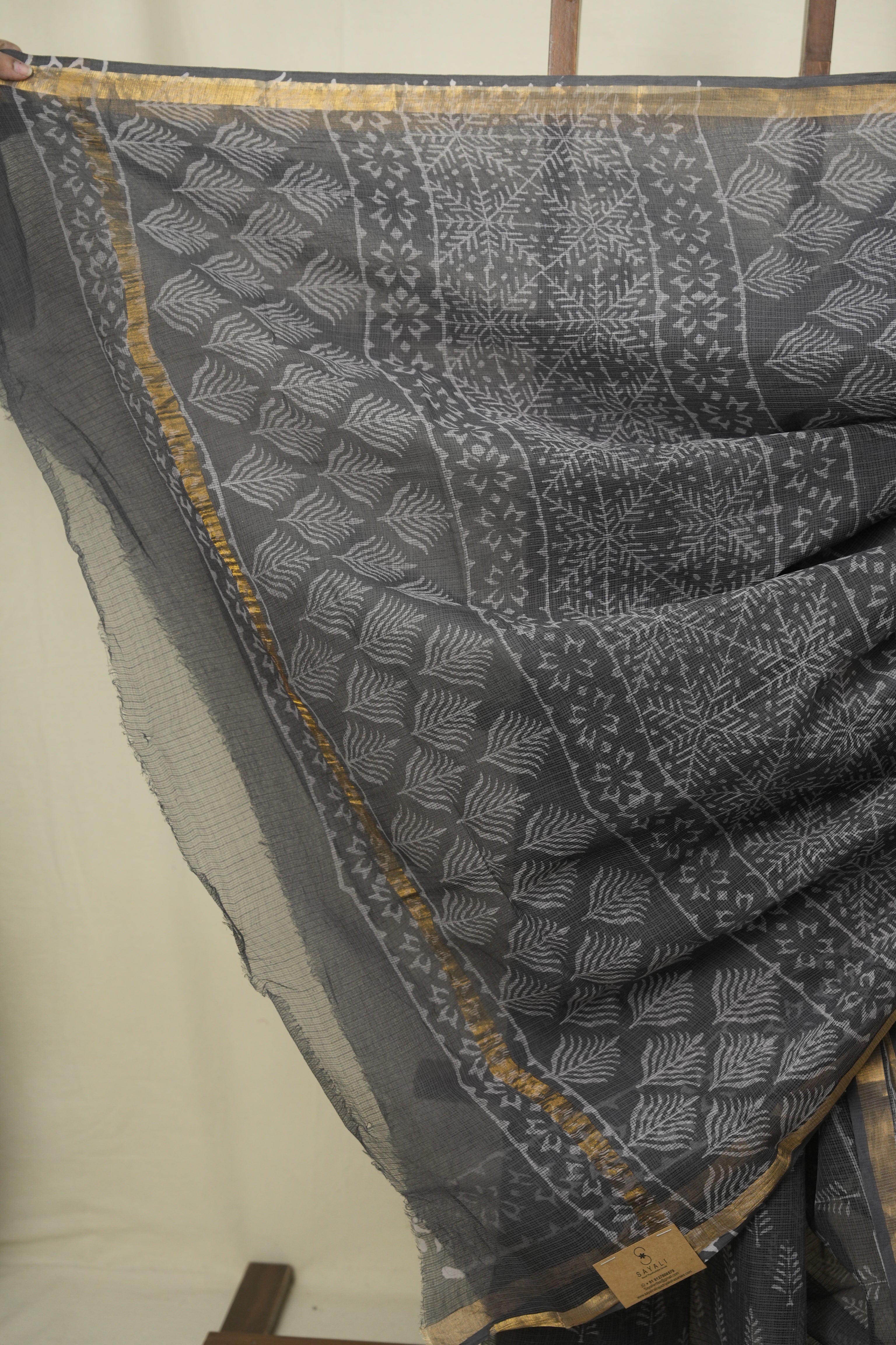 Grey Kota Doria Saree - SRGKDS287