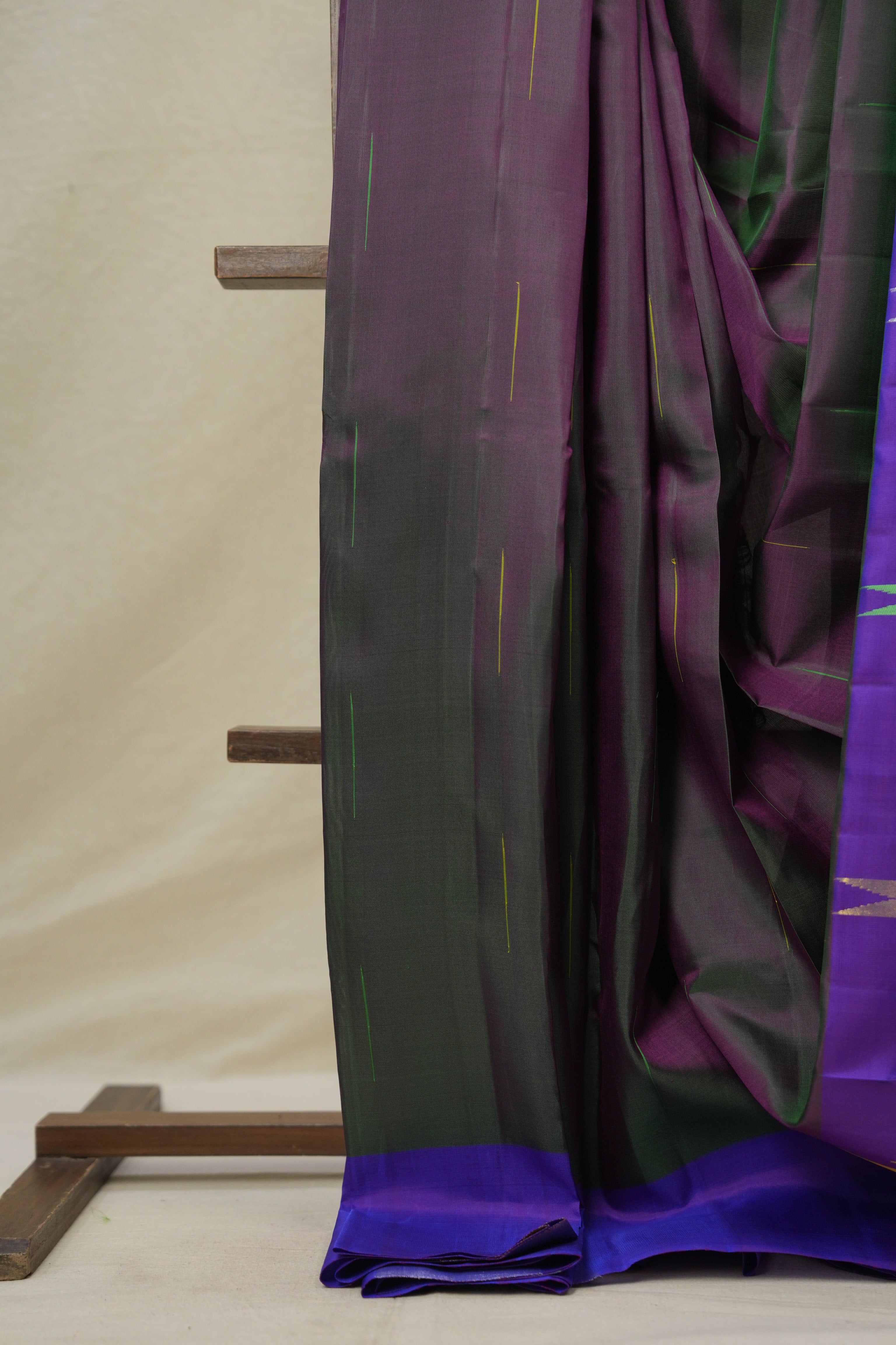 Two Tone Green Purple Kanjivaram Silk Saree - SRTTGPKSS1028