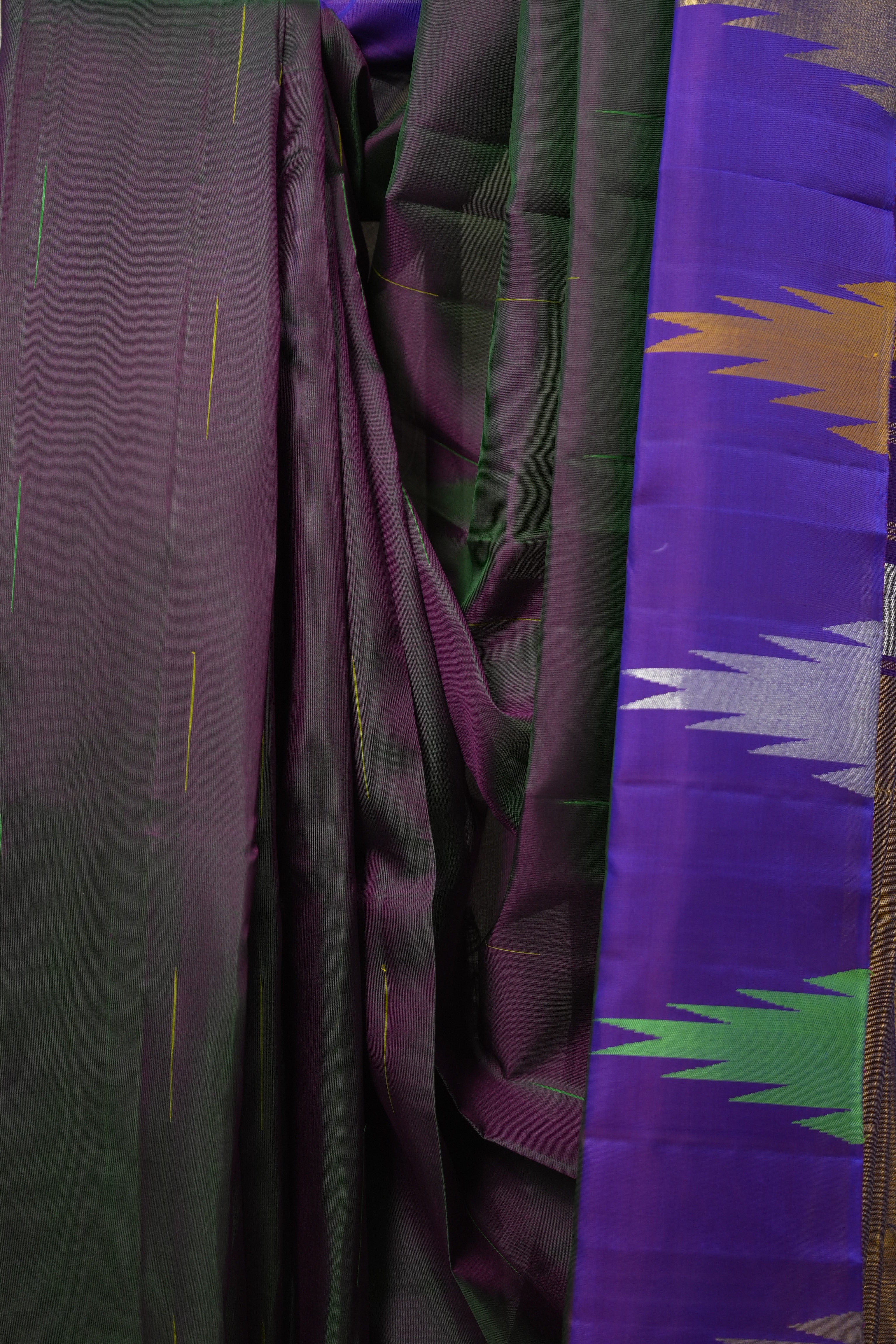 Two Tone Green Purple Kanjivaram Silk Saree - SRTTGPKSS1028