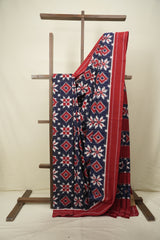 Navy Blue Pochampalli Cotton Ikat Saree - SRNBPCIS729