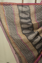 Off-White Kota Doria Saree - SROWKDS289
