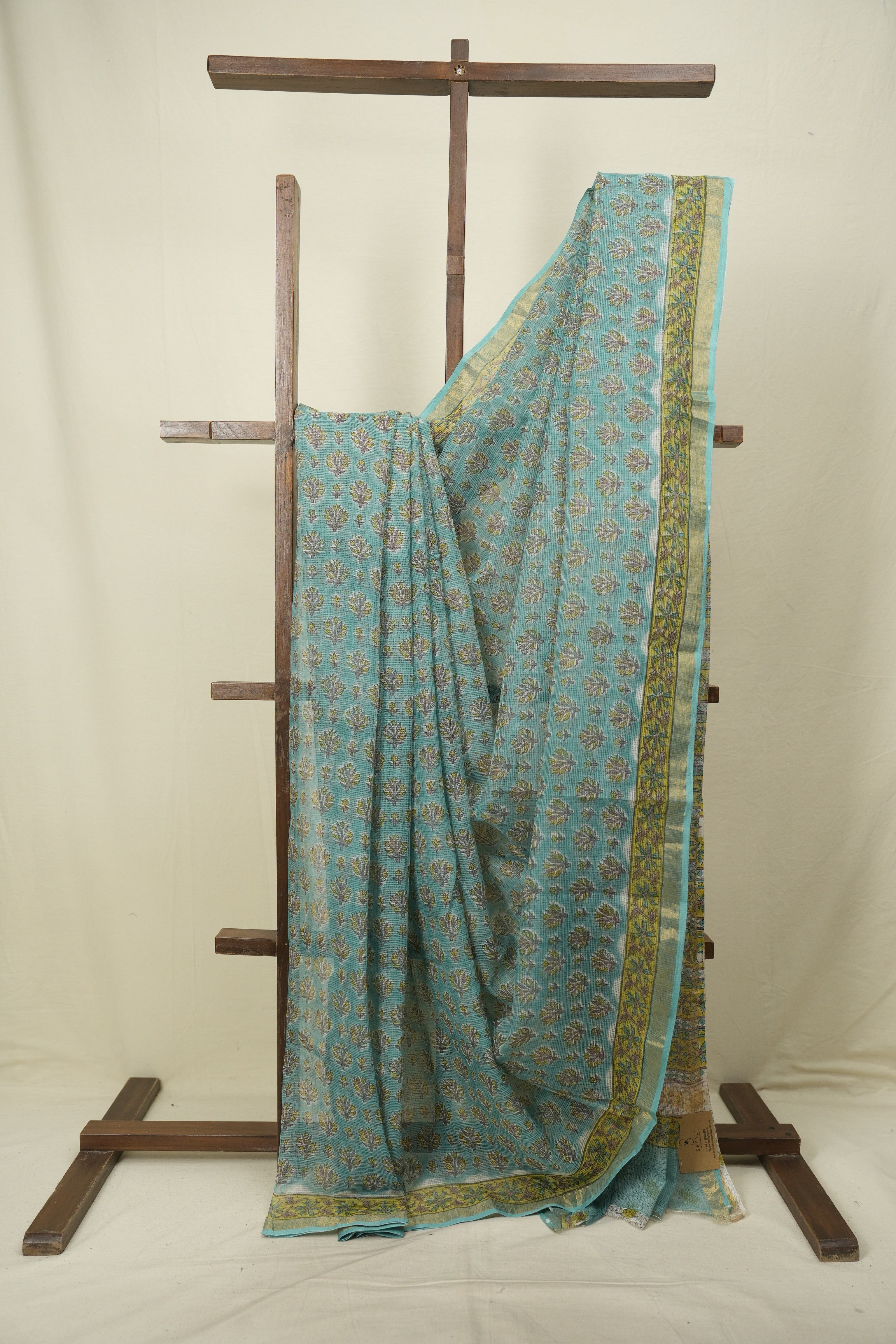 Green Kota Doria Saree - SRGKDS288