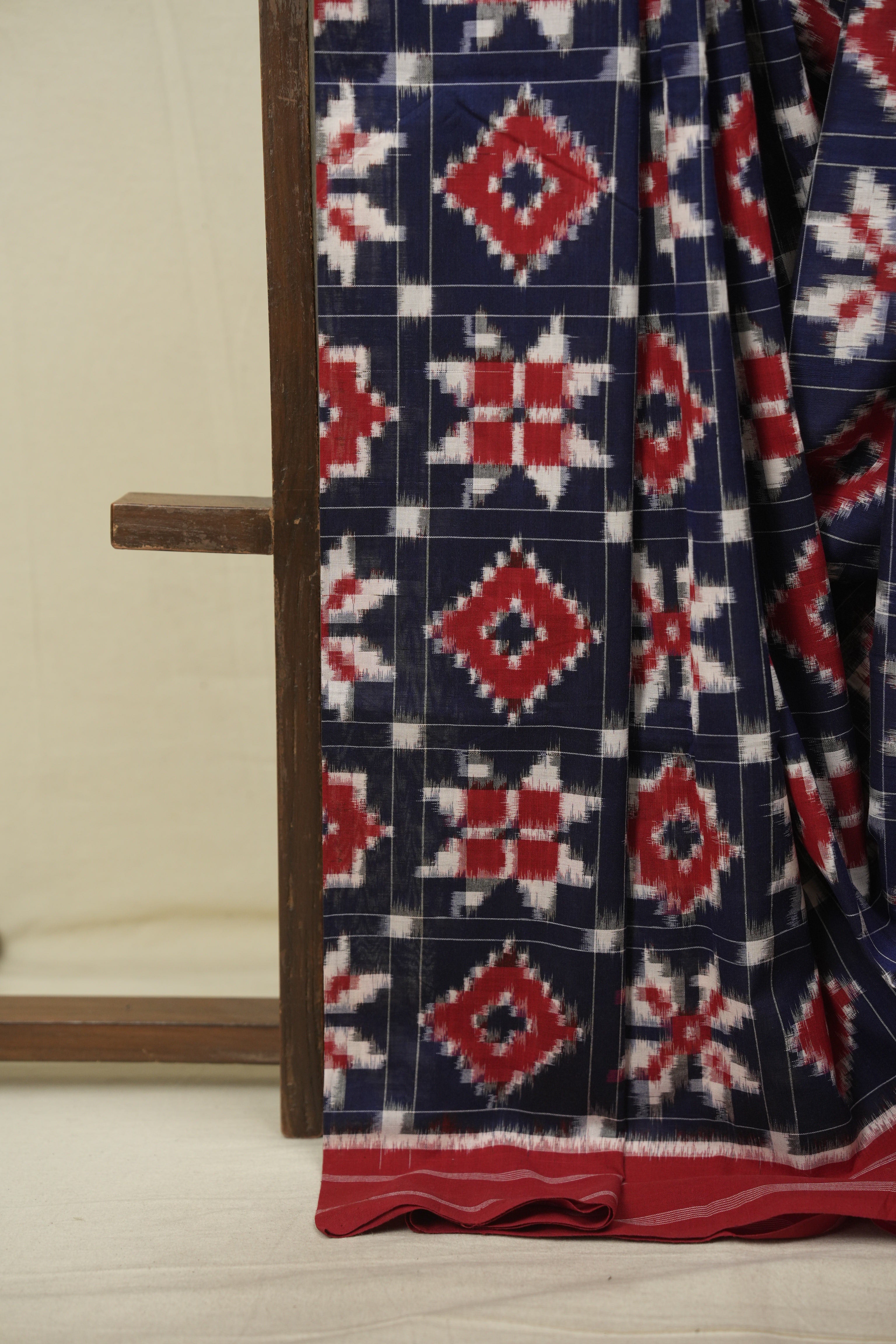 Navy Blue Pochampalli Cotton Ikat Saree - SRNBPCIS729