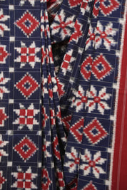 Navy Blue Pochampalli Cotton Ikat Saree - SRNBPCIS729