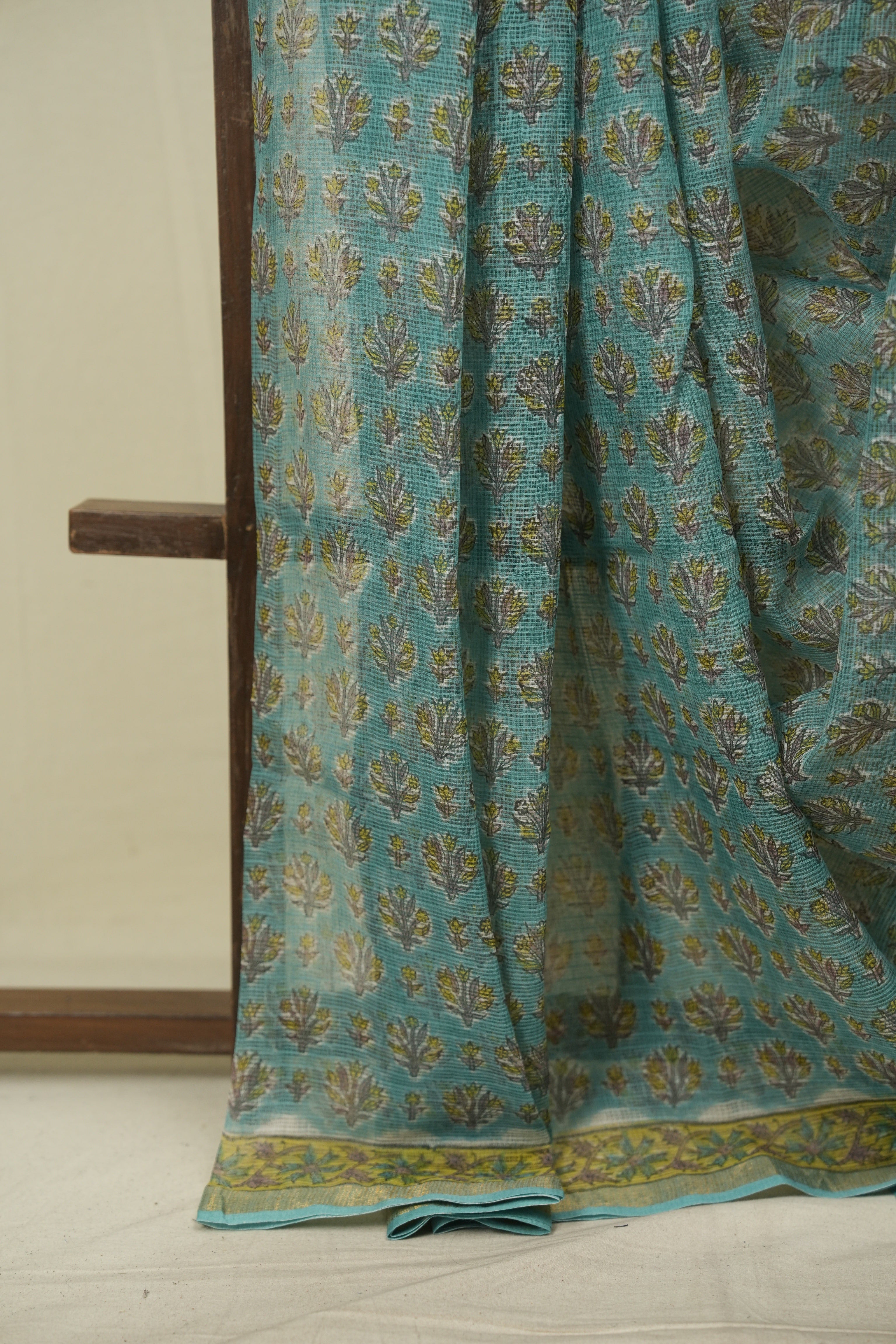 Green Kota Doria Saree - SRGKDS288